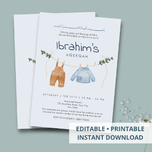 Invitation Vêtements de bébé à l'aquarelle mignons sur un fil