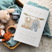 Invitation Vêtements de bébé Aquarelle Rustique Révélation de