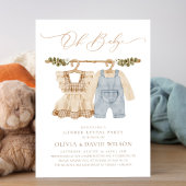 Invitation Vêtements de bébé Aquarelle Rustique Révélation de