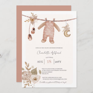 Invitation Vêtements de bébé Boho Neutral Baby shower Invitat