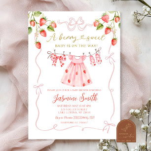Invitation Vêtements de bébé Coquette Rose Baby Shower Berry