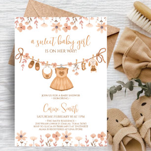 Invitation Vêtements de bébé fille Boho Cadeau de naissance