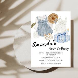 Invitation Vêtements de bébé fille et boîte cadeau pour la fê