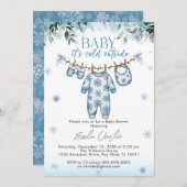 Invitation Vêtements de bébé froid Hiver Hiver Baby shower (Devant / Derrière)