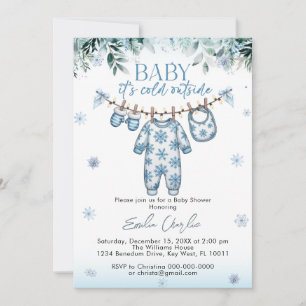 Invitation Vêtements de bébé froid Hiver Hiver Baby shower