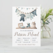 Invitation Vêtements de bébé garçon sur Baby shower de ligne (Debout devant)