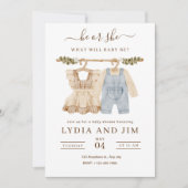 Invitation Vêtements de bébé Genre Reveal Invitation, Boho Ba (Devant)