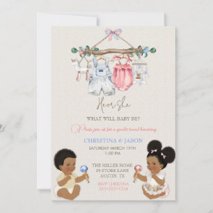 Invitation Vêtements de bébé Genre Révéler ivoire rose bleu
