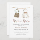 Invitation Vêtements de bébé neutres en espagnol Révélation d (Devant / Derrière)