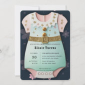 Invitation Vêtements de bébé pailletés or Vêtements bébé Fleu (Devant)