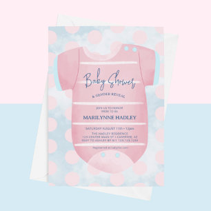 Invitation Vêtements de bébé Révélation du sexe Fête prénatal
