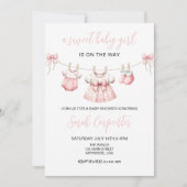 Invitation Vêtements de bébé rose Baby shower fille (Devant)