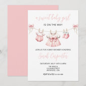 Invitation Vêtements de bébé rose Baby shower fille (Devant / Derrière)