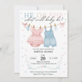 Invitation Vêtements de bébé rose ou bleu Genre Reveillez Inv (Devant)