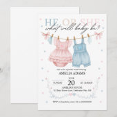 Invitation Vêtements de bébé rose ou bleu Genre Reveillez Inv (Devant / Derrière)