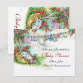 Invitation VÊTEMENTS DE BÉBÉ TENANT DANS LE Baby shower DE JA (Devant / Derrière)