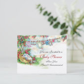 Invitation VÊTEMENTS DE BÉBÉ TENANT DANS LE Baby shower DE JA (Debout devant)