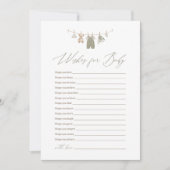 Invitation Vêtements de bébé vert sauge boho souhaits pour bé (Devant)