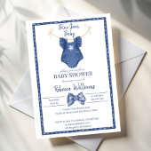 Invitation Vêtements de filles en jean bleu sur un baby showe