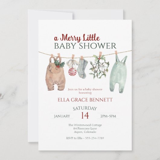 Invitation Vêtements de Noël pour une joyeuse petite douche d (Devant)