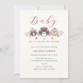 Invitation Vêtements d'hiver mignons Baby shower de Noël (Devant)