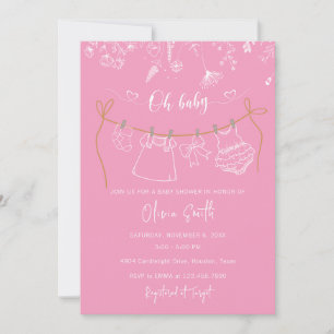 Invitation Vêtements floraux tirés à la main Baby shower de l