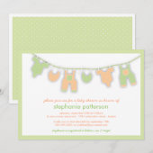 Invitation Vêtements mignons de bébé sur la ligne baby shower (Devant / Derrière)