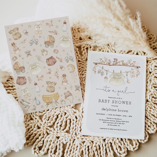 Invitation Vêtements pour bébé Baby shower de la pépinière de