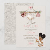 Invitation Vêtements pour bébé Baby shower pour fille rose iv (Devant / Derrière)