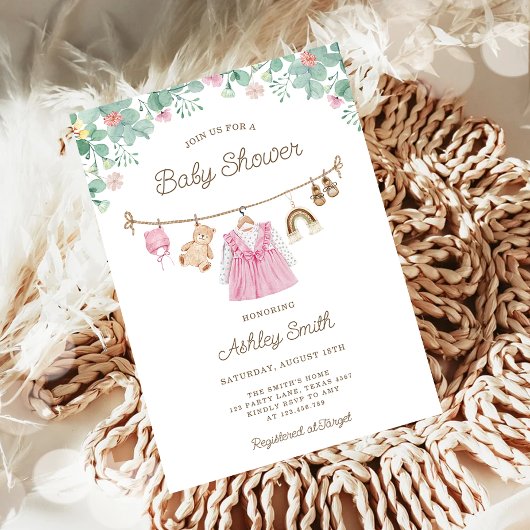Invitation Vêtements pour bébé ligne de linge Boho Baby showe