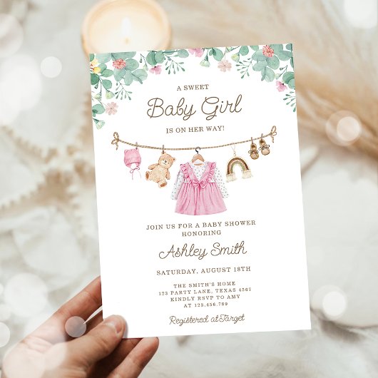 Invitation Vêtements pour bébé ligne de linge Boho Baby showe