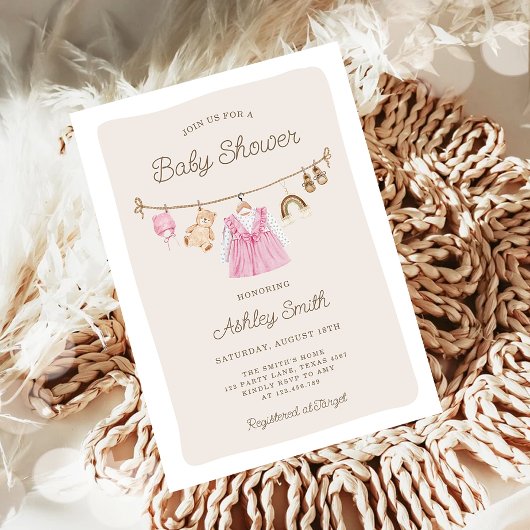 Invitation Vêtements pour bébé ligne de linge Boho Baby showe