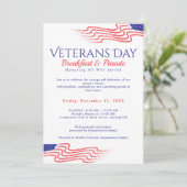 Invitation Veterans Day Breakfast Parade Patriotic (Debout devant)