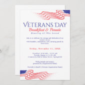 Invitation Veterans Day Breakfast Parade Patriotic (Devant / Derrière)