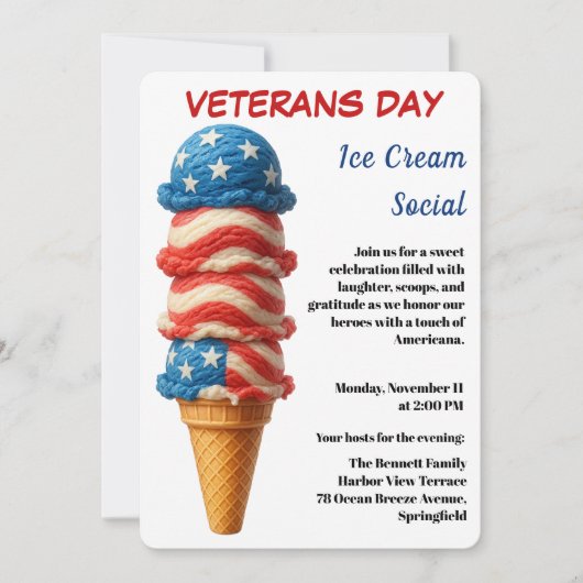 Invitation Veterans Day | Ice cream social party (Devant)