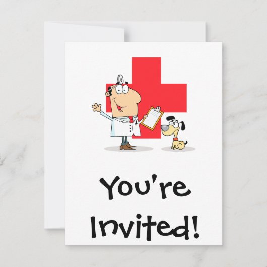 Invitation Vétérinaire de Bande Dessinée Ridicule (Devant)