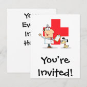 Invitation Vétérinaire de Bande Dessinée Ridicule (Devant / Derrière)