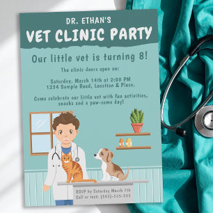 Invitation Vétérinaire Garçon Clinique vétérinaire pour anima