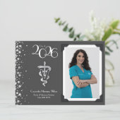 Invitation Veterinarian Graduation Grey Silver Announcement (Debout devant)