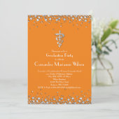 Invitation Veterinarian Graduation Orange Silver (Debout devant)