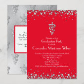 Invitation Veterinarian Graduation Red Silver (Devant / Derrière)