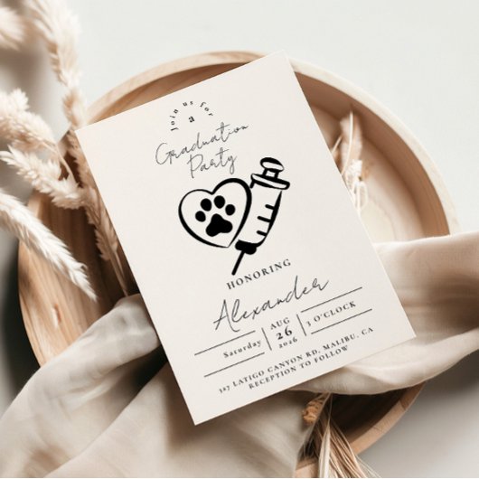 Invitation Veterinary Medicine Paw Graduation Party