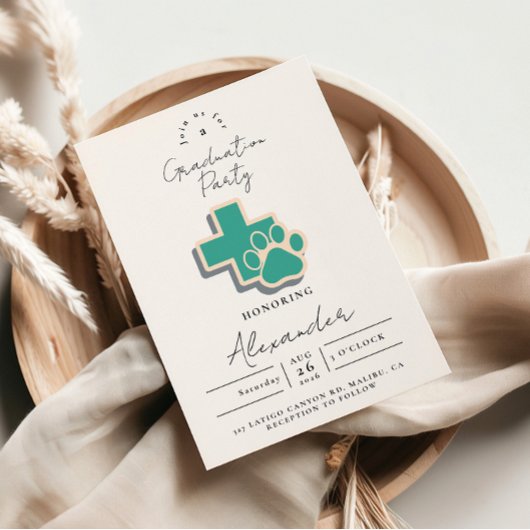 Invitation Veterinary School Paw Graduation Party