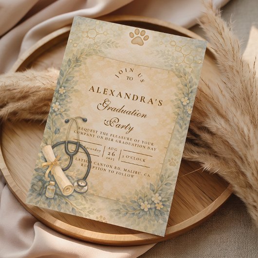 Invitation Veterinary White Coat Graduation Party