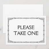 Invitation "Veuillez en prendre un" Panneau de mariage de sty (Devant / Derrière)