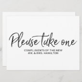 Invitation "Veuillez n'en prendre qu'un" Panneau de texte pou (Devant / Derrière)