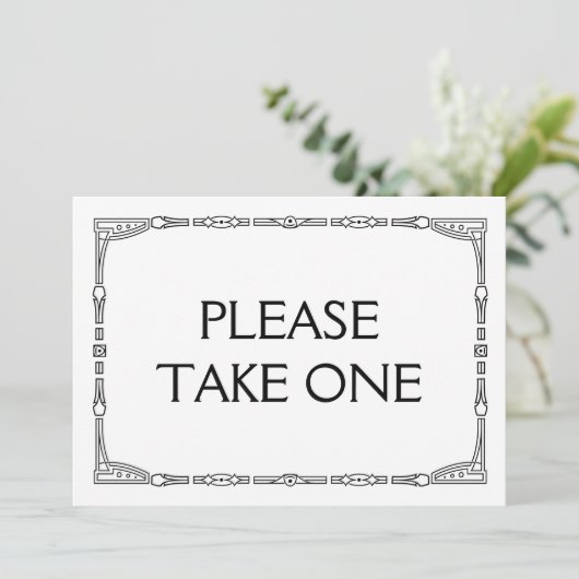 Invitation "Veuillez prendre un" Panneau de mariage de style  (Debout devant)