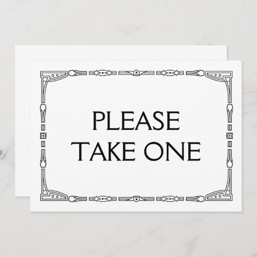 Invitation "Veuillez prendre un" Panneau de mariage de style  (Devant / Derrière)