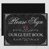 Invitation Veuillez signer notre livre d'or Halloween Squelet (Devant / Derrière)