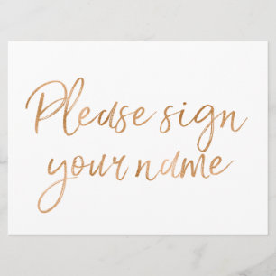 Invitation "Veuillez signer votre nom" Rose d'or élégant